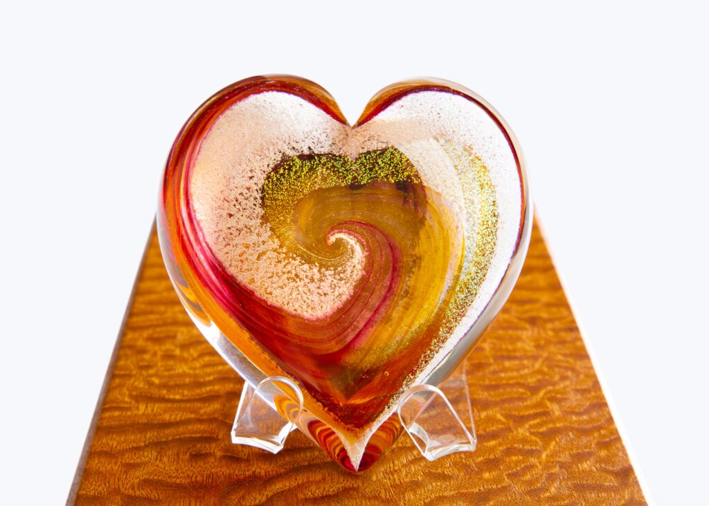 Heart Amber Burgundy Gold