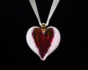 Cremation jewelry pendant with ashes and burgundy, 24K gold-plated necklace bail