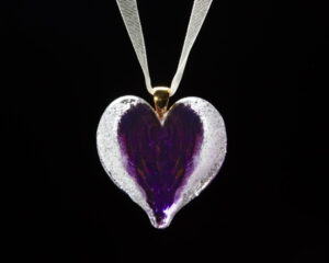 Cremation jewelry pendant with ashes and purple, 24K gold-plated necklace bail