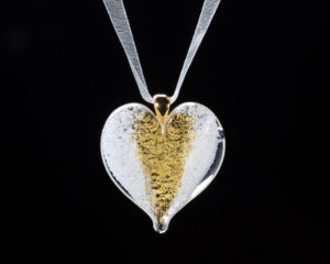 Cremation jewelry pendant with ashes and 24K gold, 24K gold-plated necklace bail